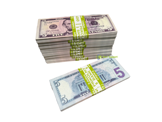 $5 Dollar Fake Prop Money 10 Pack