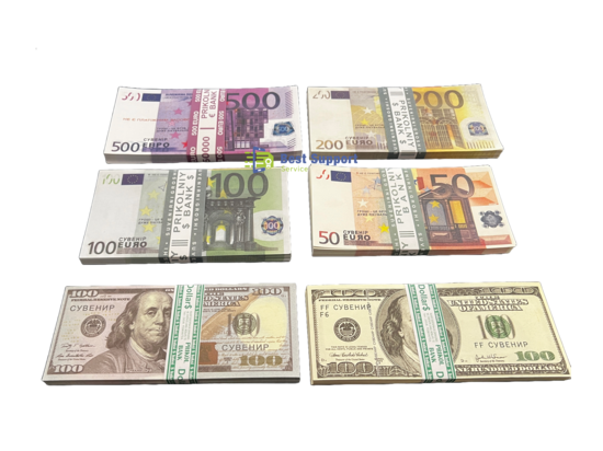 Euro and Dollar Fake Prop Money 6 pack